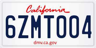 CA license plate 6ZMT004