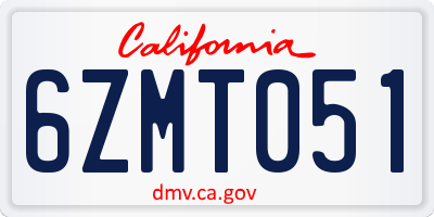 CA license plate 6ZMT051