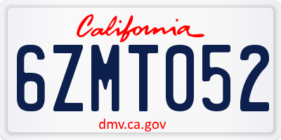 CA license plate 6ZMT052