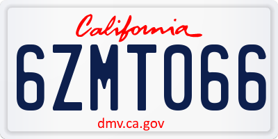 CA license plate 6ZMT066