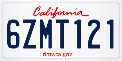 CA license plate 6ZMT121