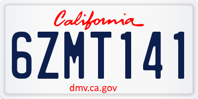 CA license plate 6ZMT141