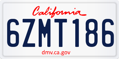 CA license plate 6ZMT186