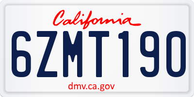 CA license plate 6ZMT190