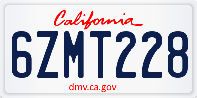 CA license plate 6ZMT228