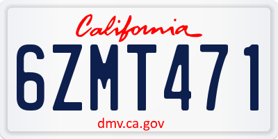 CA license plate 6ZMT471