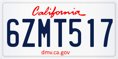CA license plate 6ZMT517
