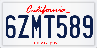 CA license plate 6ZMT589