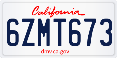 CA license plate 6ZMT673