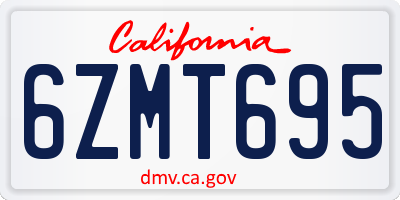 CA license plate 6ZMT695