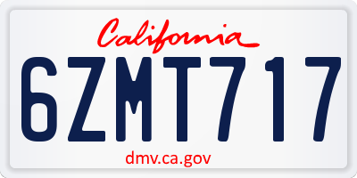 CA license plate 6ZMT717
