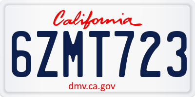 CA license plate 6ZMT723