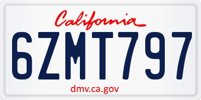 CA license plate 6ZMT797