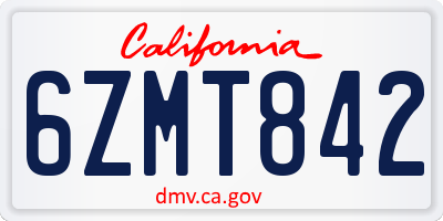 CA license plate 6ZMT842