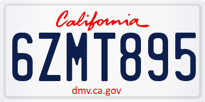 CA license plate 6ZMT895