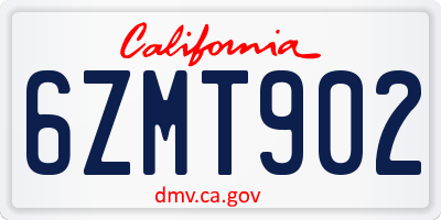 CA license plate 6ZMT902