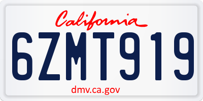 CA license plate 6ZMT919
