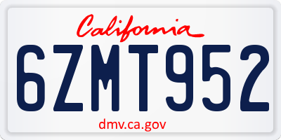 CA license plate 6ZMT952