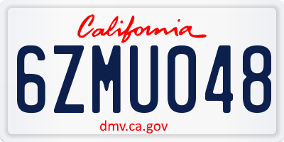 CA license plate 6ZMU048