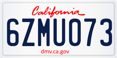 CA license plate 6ZMU073