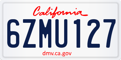 CA license plate 6ZMU127