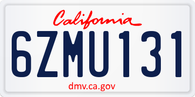 CA license plate 6ZMU131