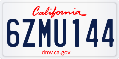 CA license plate 6ZMU144