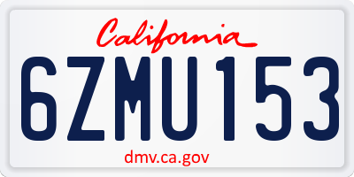 CA license plate 6ZMU153