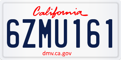 CA license plate 6ZMU161