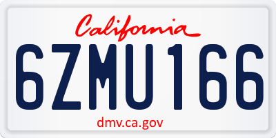 CA license plate 6ZMU166