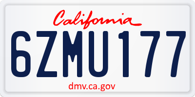 CA license plate 6ZMU177