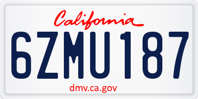 CA license plate 6ZMU187