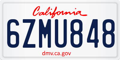 CA license plate 6ZMU848