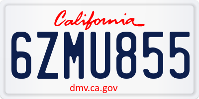 CA license plate 6ZMU855