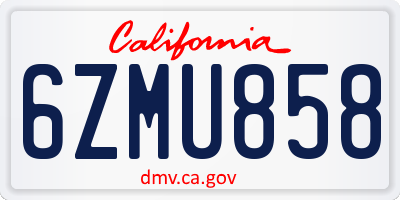 CA license plate 6ZMU858
