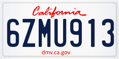 CA license plate 6ZMU913