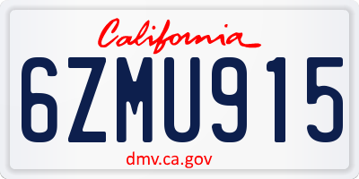 CA license plate 6ZMU915