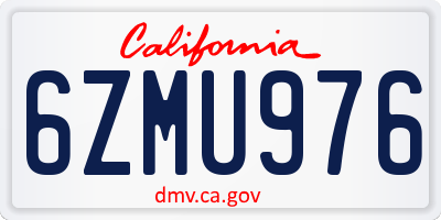 CA license plate 6ZMU976