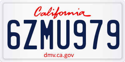 CA license plate 6ZMU979