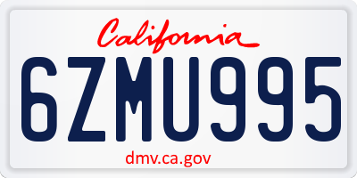 CA license plate 6ZMU995