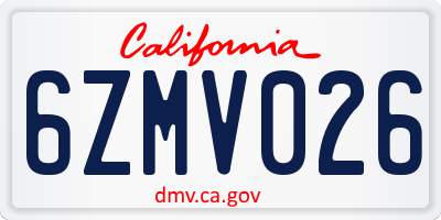 CA license plate 6ZMV026