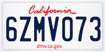 CA license plate 6ZMV073