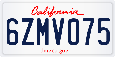 CA license plate 6ZMV075