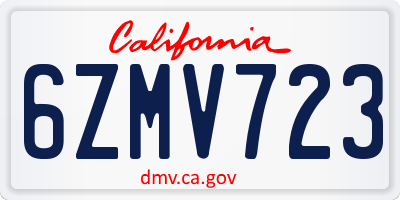 CA license plate 6ZMV723