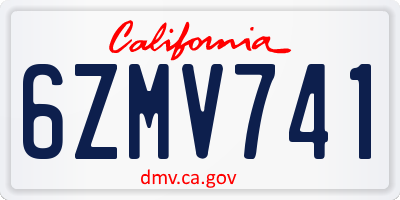 CA license plate 6ZMV741