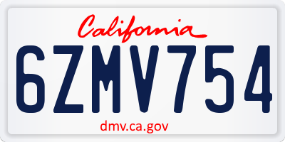 CA license plate 6ZMV754