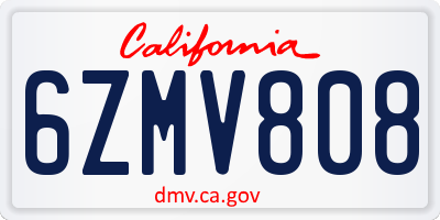 CA license plate 6ZMV808