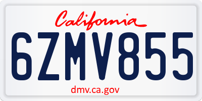 CA license plate 6ZMV855