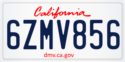 CA license plate 6ZMV856