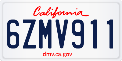CA license plate 6ZMV911